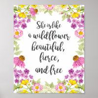 Wildflowers nursery art Quote art Girl Wild flower