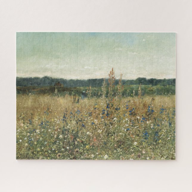 Wildflowers. Oil on Canvas. Vintage meadow Jigsaw Puzzle (Horizontal)