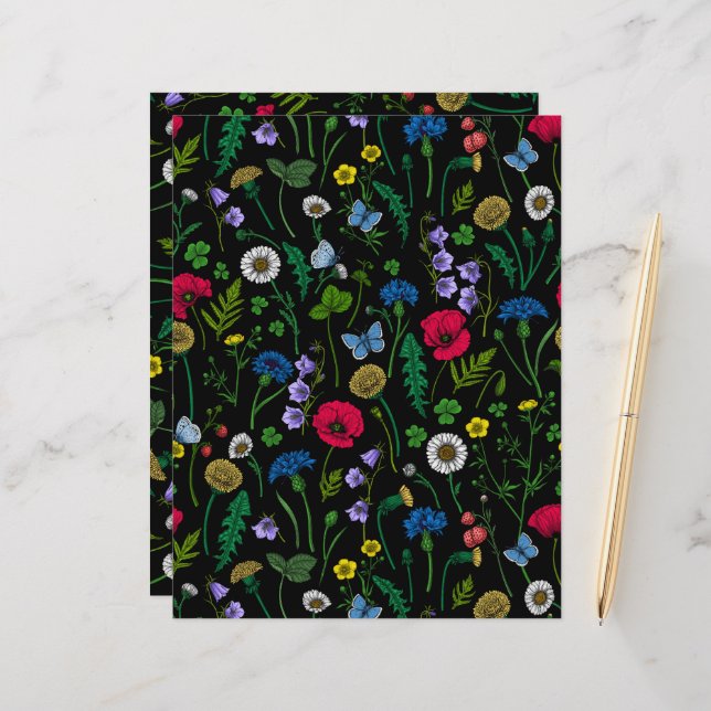 Wildflowers on black (Front/Back In Situ)