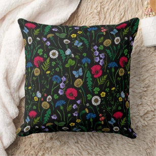 Wildflowers on black cushion