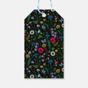 Wildflowers on black gift tags