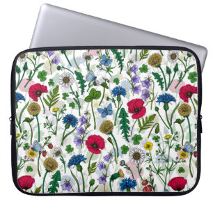 Wildflowers on black laptop sleeve