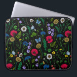 Wildflowers on black laptop sleeve<br><div class="desc">Hand-painted collection of various wild flowers.</div>