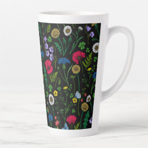 Wildflowers on black latte mug
