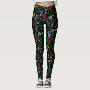 Wildflowers on black leggings