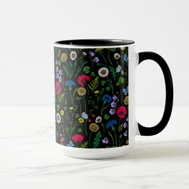 Wildflowers on black mug (Right)