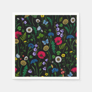 Wildflowers on black napkin