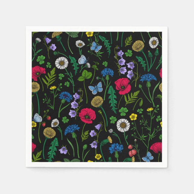 Wildflowers on black napkin (Front)