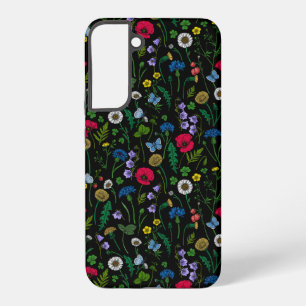 Wildflowers on black samsung galaxy case