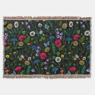 Wildflowers on black throw blanket