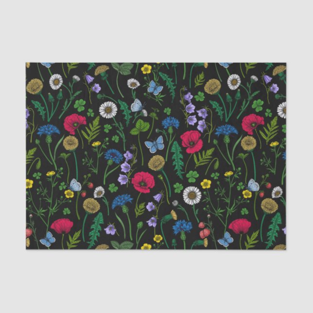 Wildflowers on black tissue paper (Front)