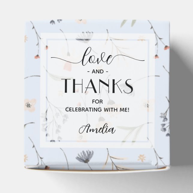 Wildflowers on Blue Baby Shower Favour Box (Top)