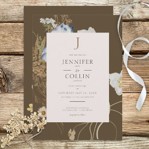 Wildflowers on Brown Wedding Invitation