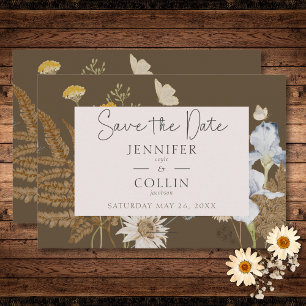 Wildflowers on Brown Wedding Save The Date