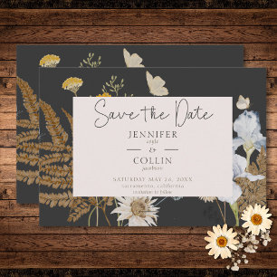 Wildflowers on Charcoal Wedding Save The Date