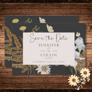 Wildflowers on Charcoal Wedding Save The Date