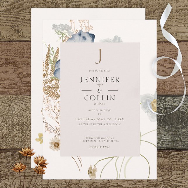 Wildflowers on Cream Wedding Invitation (Creator Uploaded)