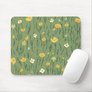 Wildflowers On Green Mouse Mat