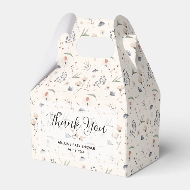 Wildflowers on Ivory Baby Shower Favour Box (Front Side)