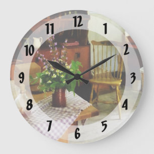 Wildflowers on Kitchen Table Large Clock