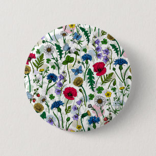 Wildflowers on off white 6 cm round badge