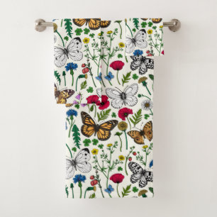 Wildflowers on off white bath towel set