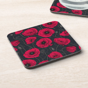 Wildflowers on off white beverage coaster