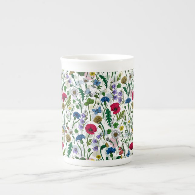 Wildflowers on off white bone china mug (Front)