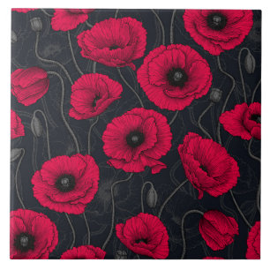 Wildflowers on off white ceramic tile