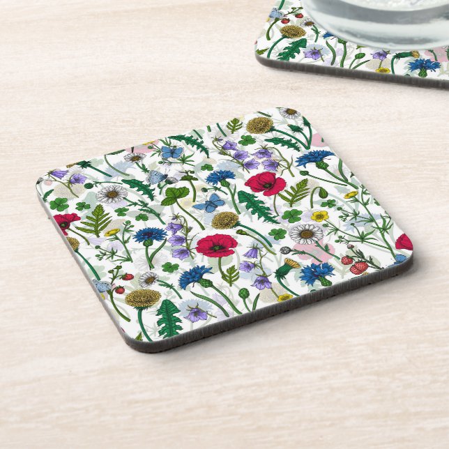 Wildflowers on off white coaster (Left Side)