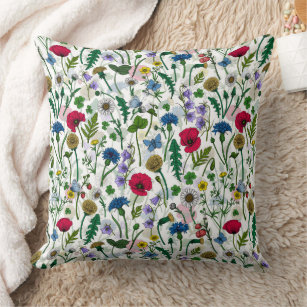 Wildflowers on off white cushion
