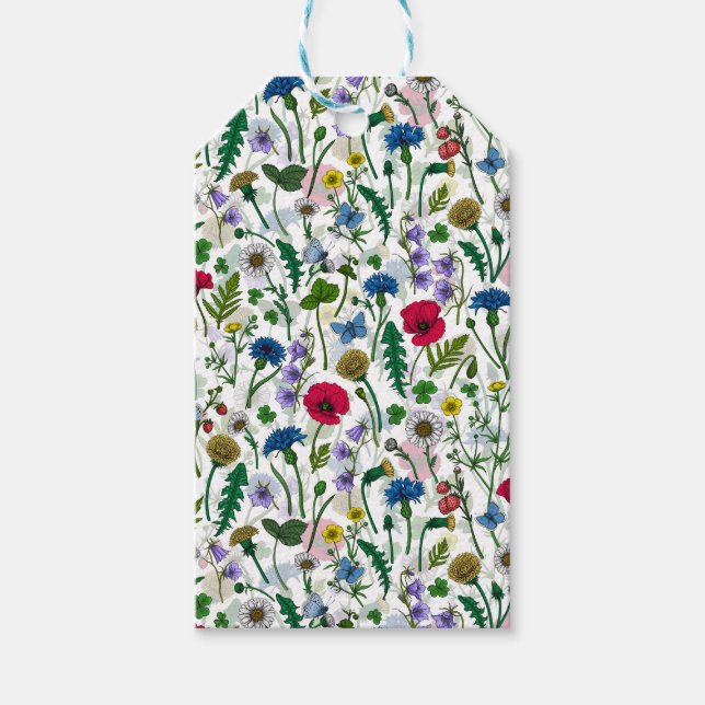 Wildflowers on off white gift tags (Front)