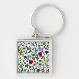 Wildflowers on off white key ring