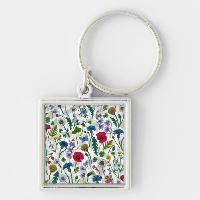 Wildflowers on off white key ring (Front)