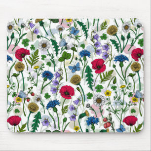 Wildflowers on off white mouse mat