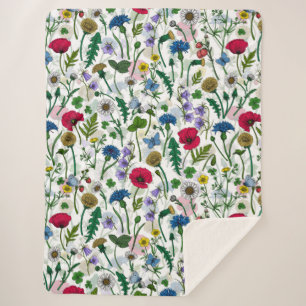 Wildflowers on off white sherpa blanket