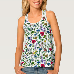 Wildflowers on off white tank top