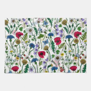 Wildflowers on off white tea towel