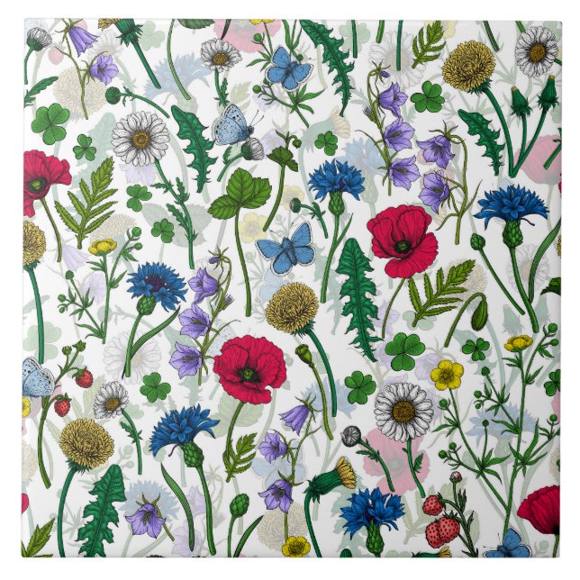 Wildflowers on off white tile (Front)