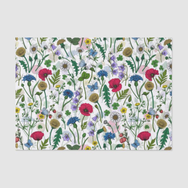 Wildflowers on off white tissue paper (Front)