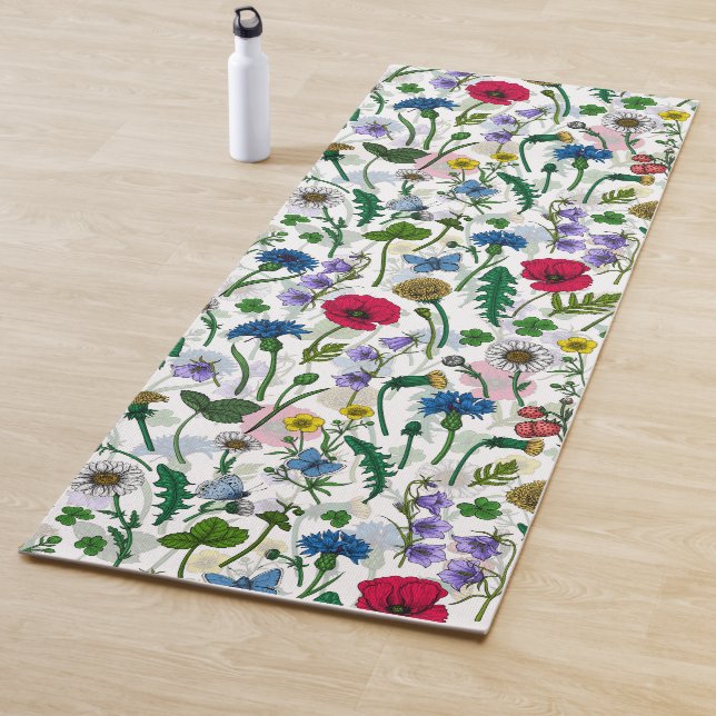 Wildflowers on off white yoga mat (In Situ)