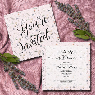 Wildflowers on Pink Girl Baby Shower Invitation