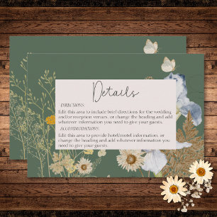 Wildflowers on Sage Wedding Details Enclosure Card