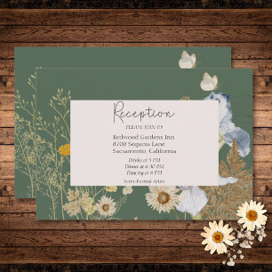 Wildflowers on Sage Wedding Reception Card