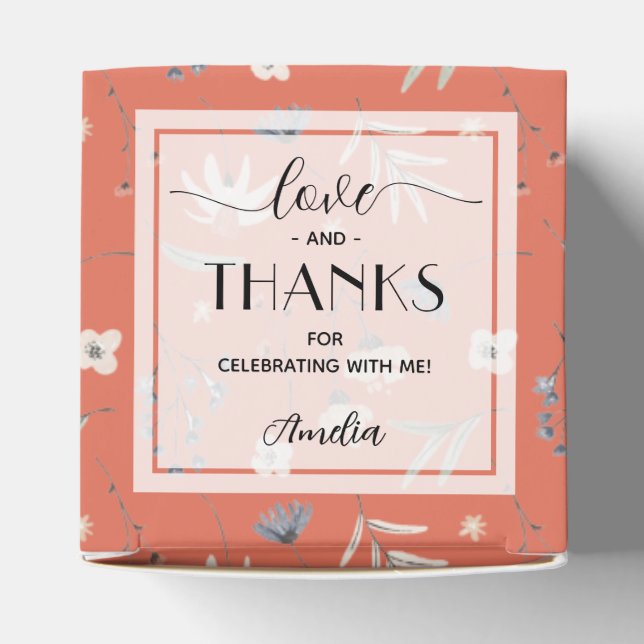 Wildflowers on Terracotta Baby Shower Favour Box (Top)