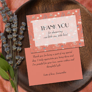 Wildflowers on Terracotta Baby Shower Thank You Card