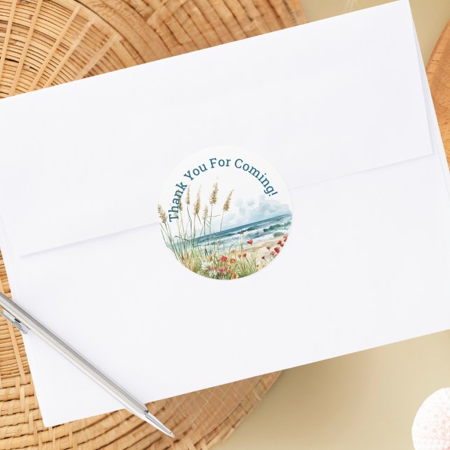Wildflowers on the Beach Baby Shower   Classic Round Sticker (Creator Uploaded)