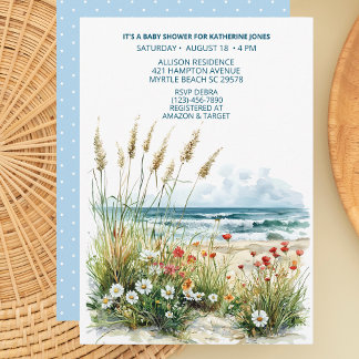 Wildflowers on the Beach Baby Shower Invitation