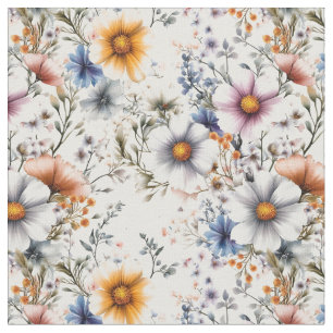 Wildflowers on White Fabric