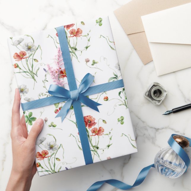 Wildflowers On White Wrapping Paper (Gifting)
